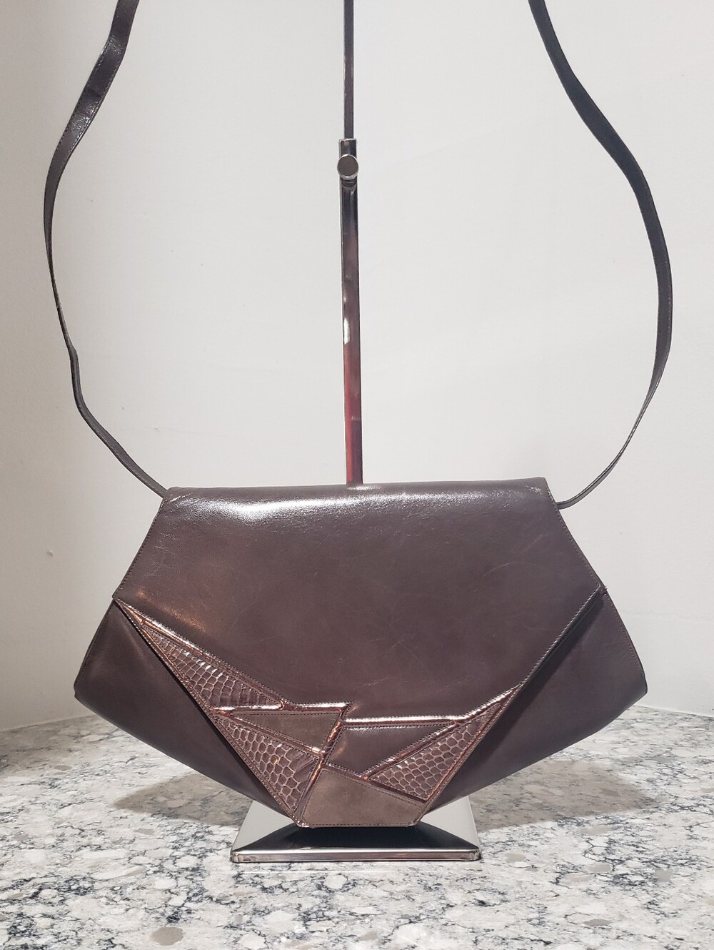 Bally Italy Vintage 1980s Structured Leather Shoulder Bag Clutch
